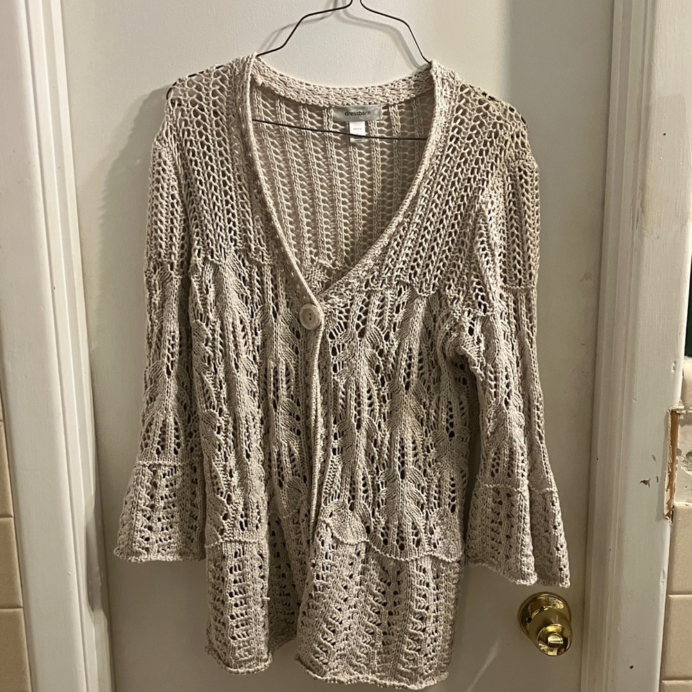 Dress Barn Cream Open Knit Cardigan